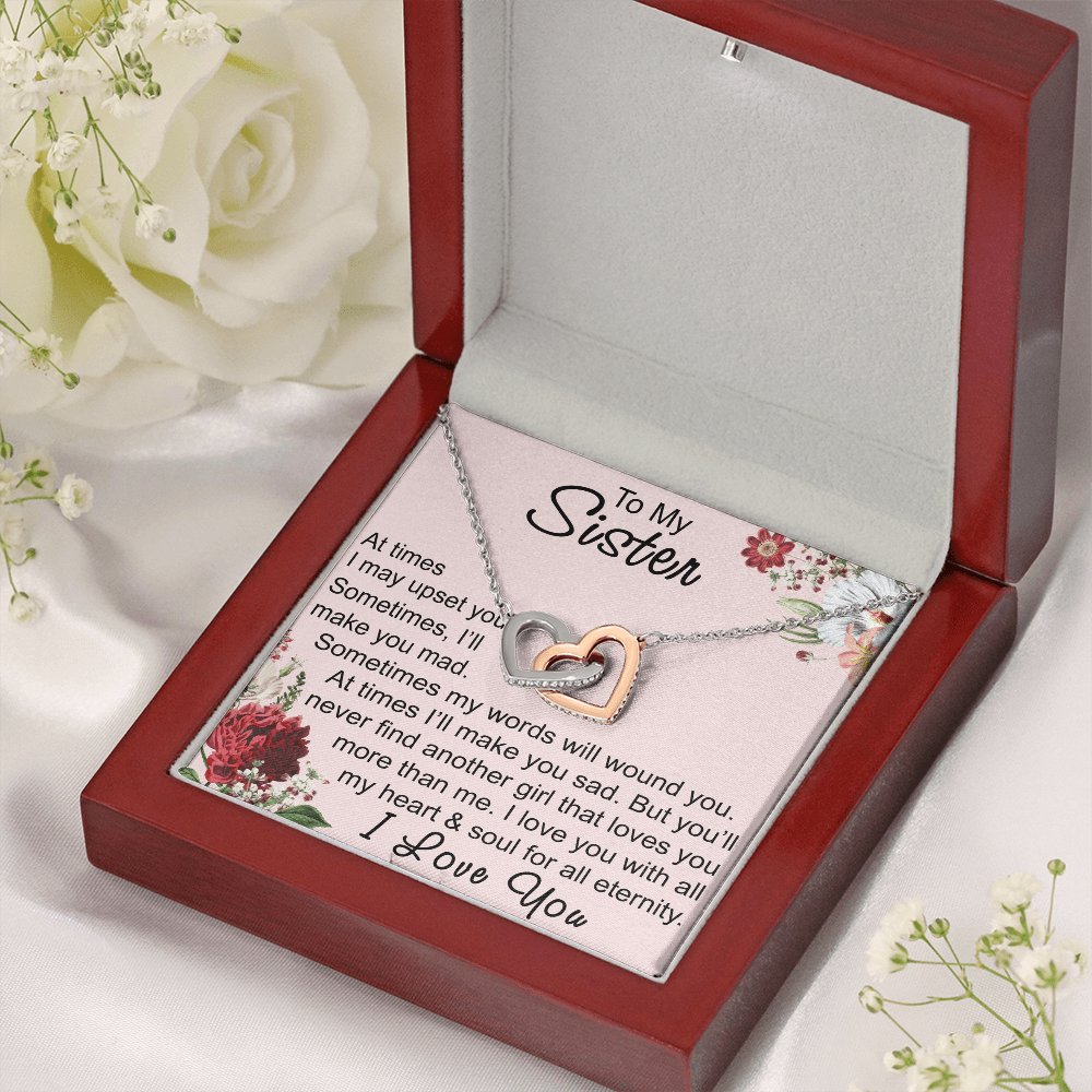 To My Sister Interlocking Hearts Necklace - Unique Gift for Birthday, Christmas, Mother's Day, Wedding