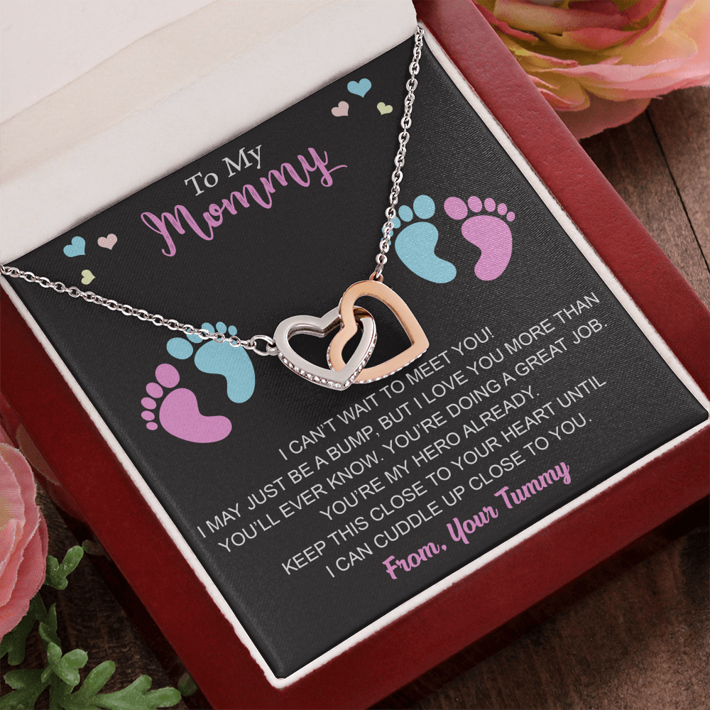 New Mommy Interlock Heart Necklace First Time Mom Baby Shower Mother's Day (133854912039)