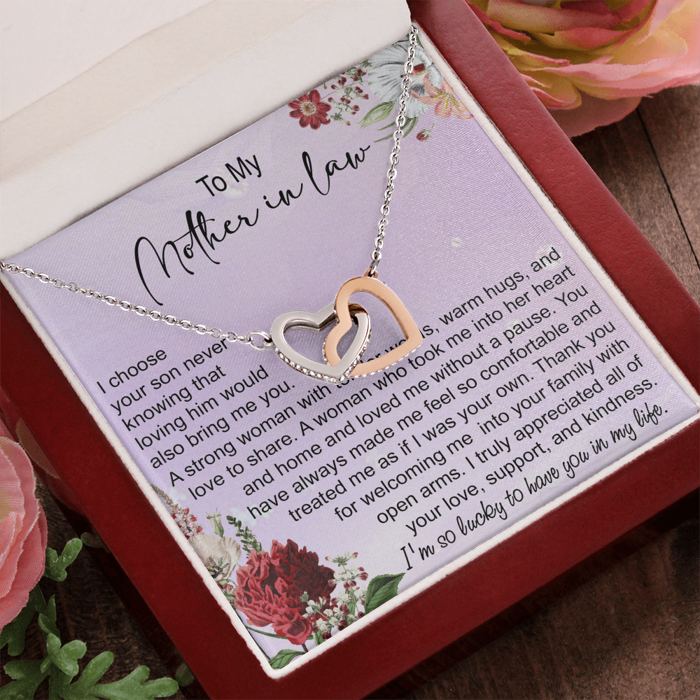 To My Mother In Law Interlocking Hearts Necklace, Mother In Law Gift, Mother Of The Groom Gift From Bride, Wedding Gifts For Mother In Law