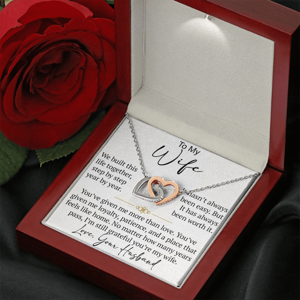Interlocking Hearts Necklace Gift for Wife from Husband, To My Soulmate Wedding Anniversary Gift, Surprise Your Lover Gift on Special Occasions