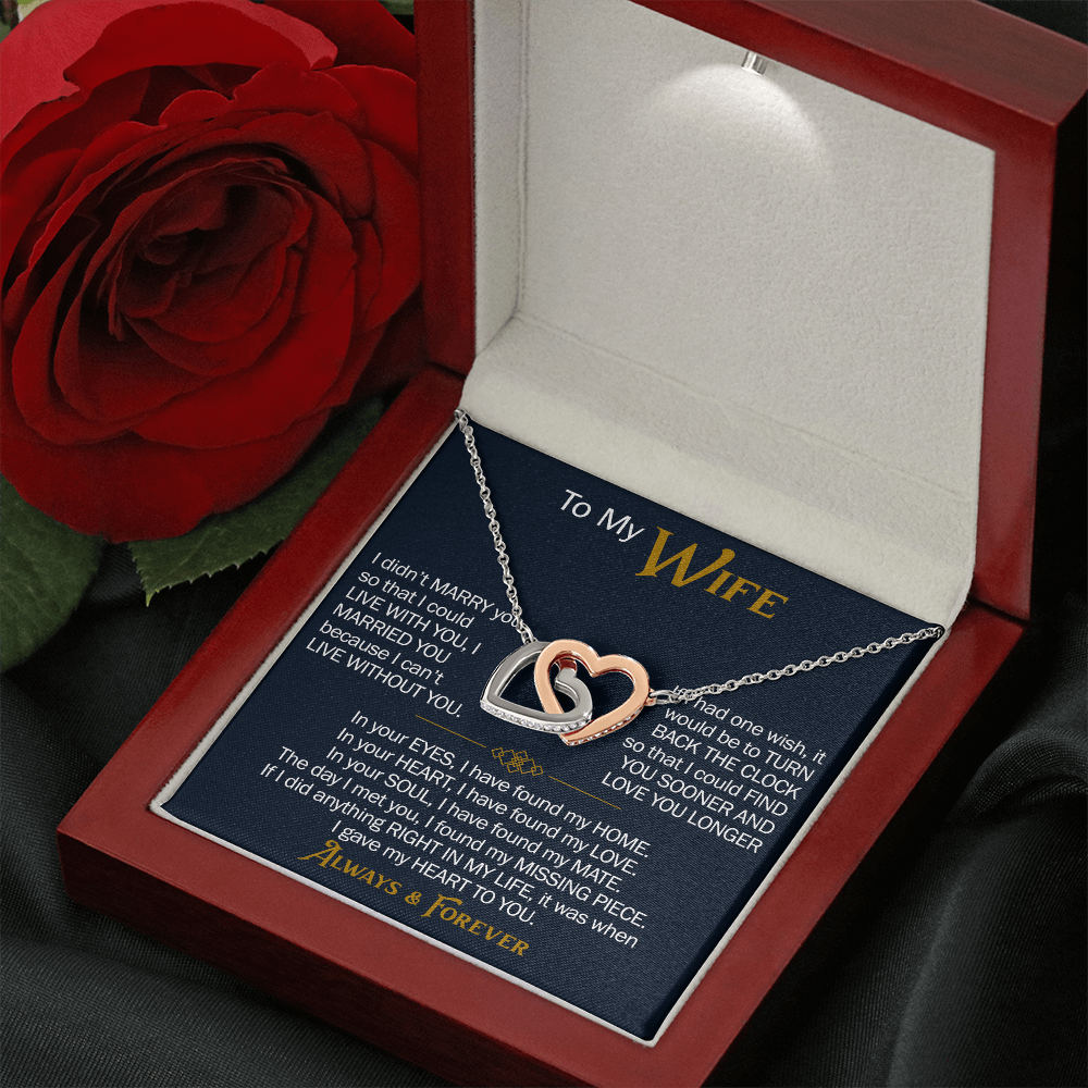 To My Wife Interlocking Hearts Necklace Gift From Husband, Meaningful Jewelry for Soulmate, Partner, Bride