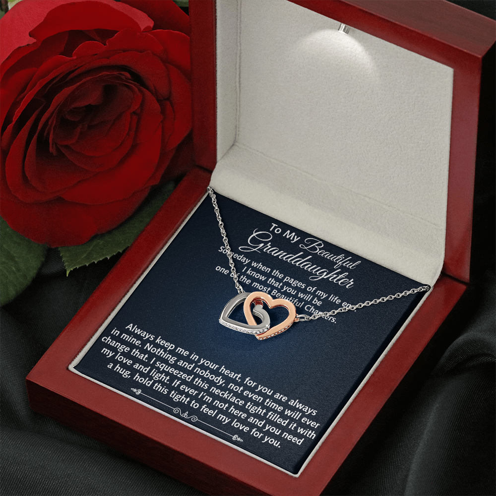 To My Beautiful Granddaughter Birthday Gift Interlock Joined Heart Necklace Gift (134304733391)