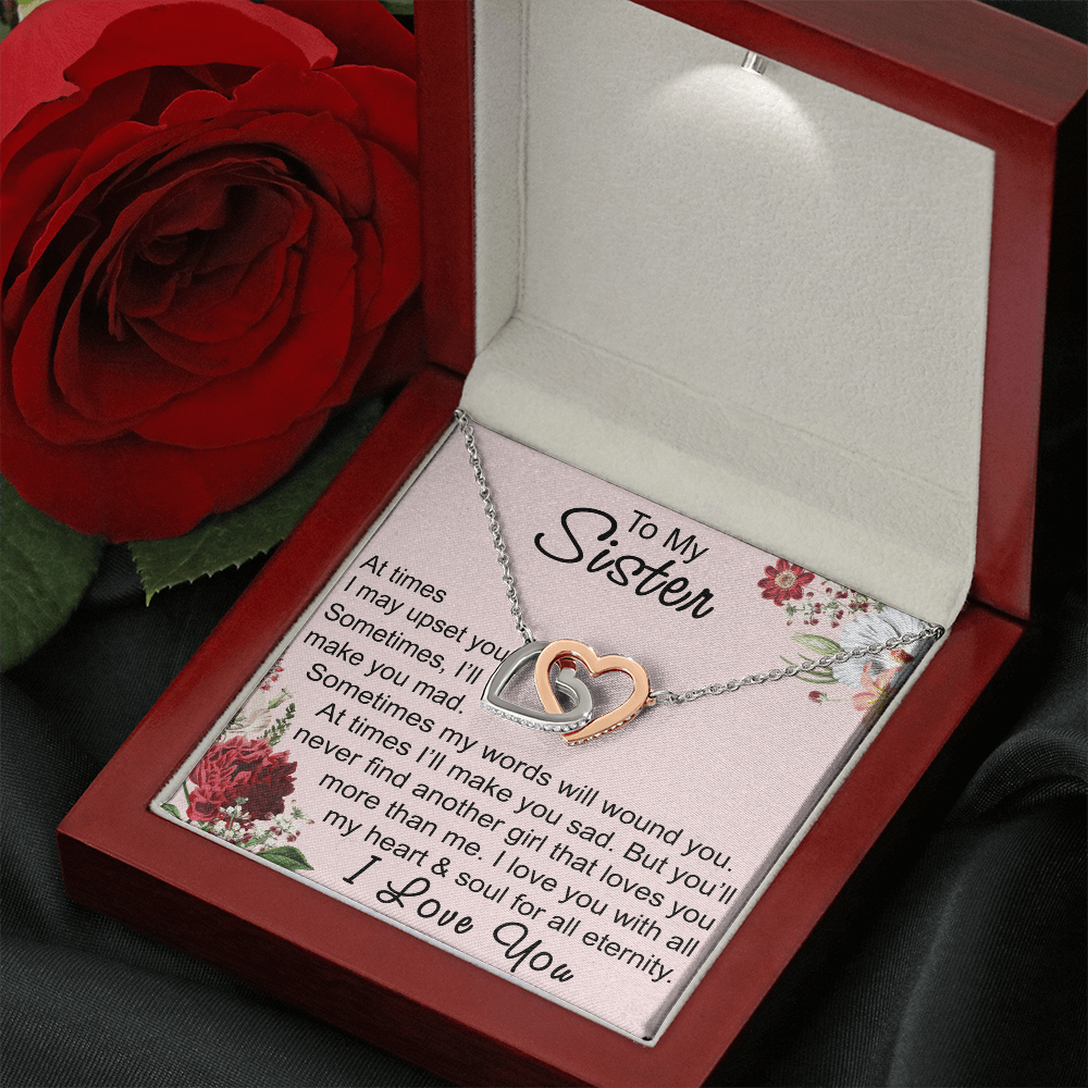 To My Sister Interlocking Hearts Necklace - Unique Gift for Birthday, Christmas, Mother's Day, Wedding