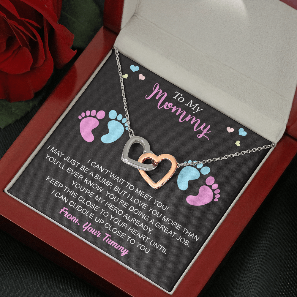 New Mommy Interlock Heart Necklace First Time Mom Baby Shower Mother's Day (133854912039)