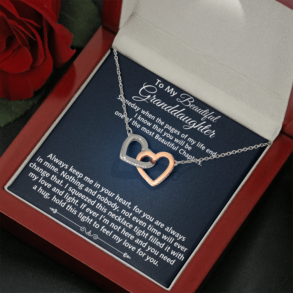 To My Beautiful Granddaughter Birthday Gift Interlock Joined Heart Necklace Gift (134304733391)