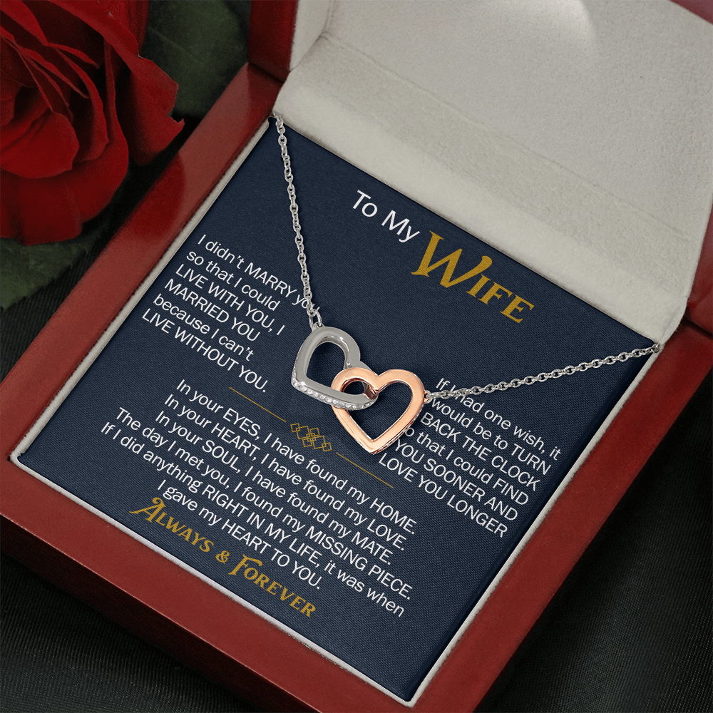 To My Wife Interlocking Hearts Necklace Gift From Husband, Meaningful Jewelry for Soulmate, Partner, Bride