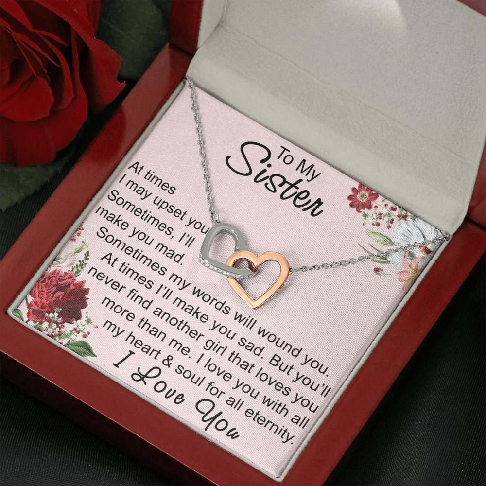 To My Sister Interlocking Hearts Necklace - Unique Gift for Birthday, Christmas, Mother's Day, Wedding