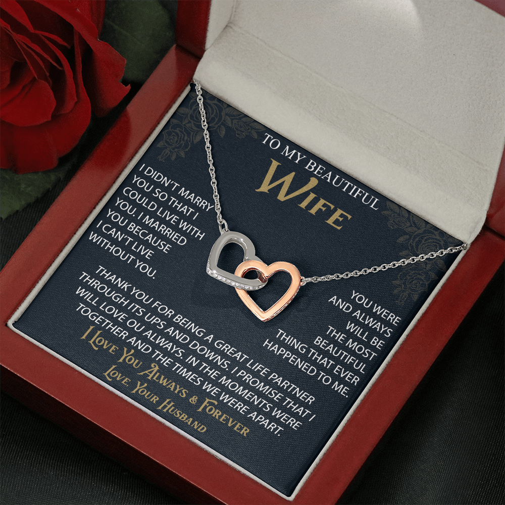 To My Wife Interlocking Hearts Necklace from Husband, Christmas Gifts For Women, Anniversary Gift For Wife, Soulmate