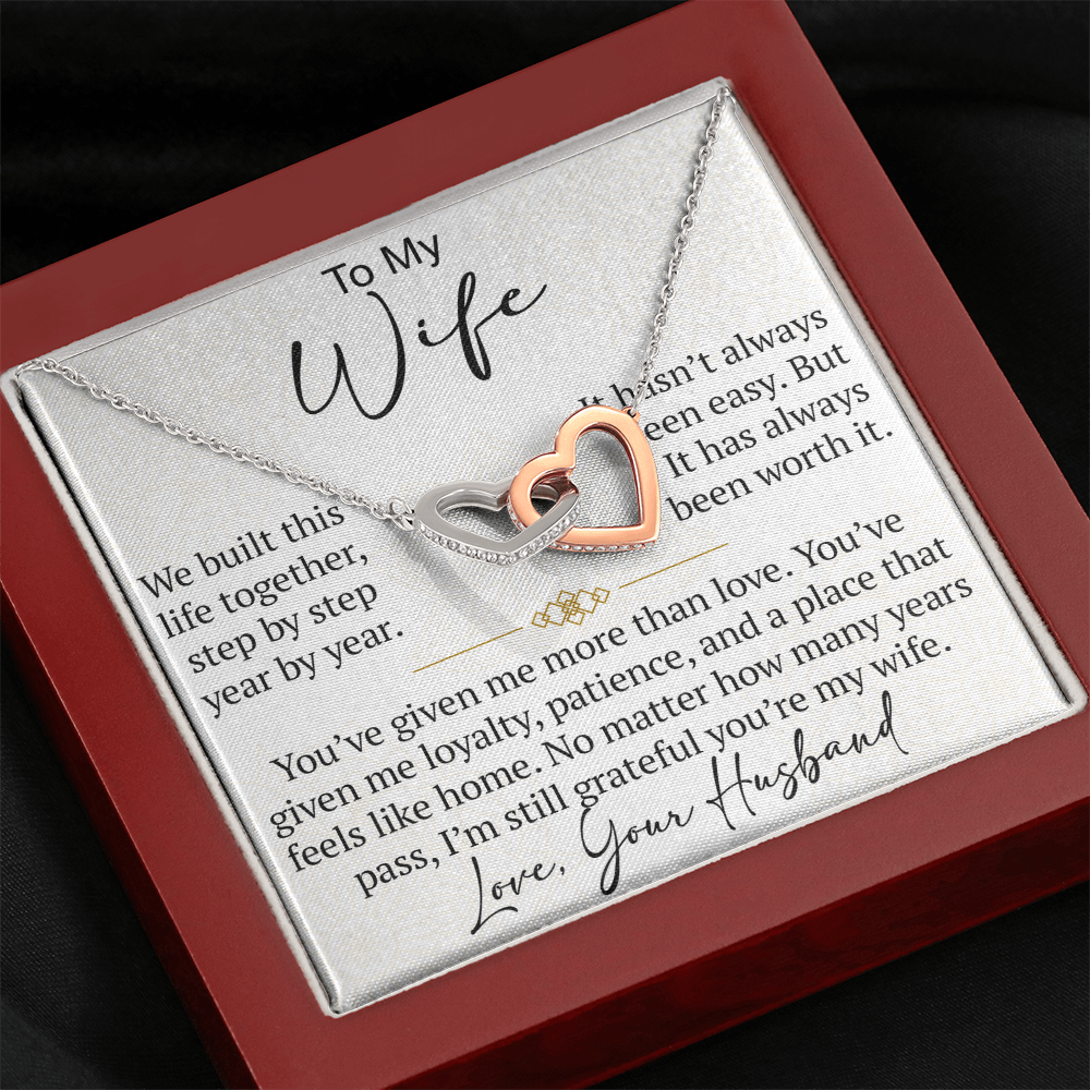 Interlocking Hearts Necklace Gift for Wife from Husband, To My Soulmate Wedding Anniversary Gift, Surprise Your Lover Gift on Special Occasions
