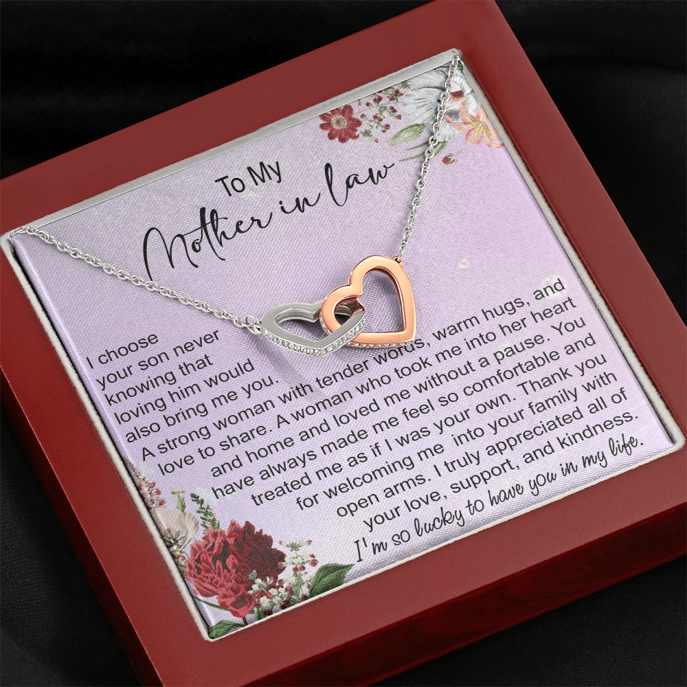 To My Mother In Law Interlocking Hearts Necklace, Mother In Law Gift, Mother Of The Groom Gift From Bride, Wedding Gifts For Mother In Law