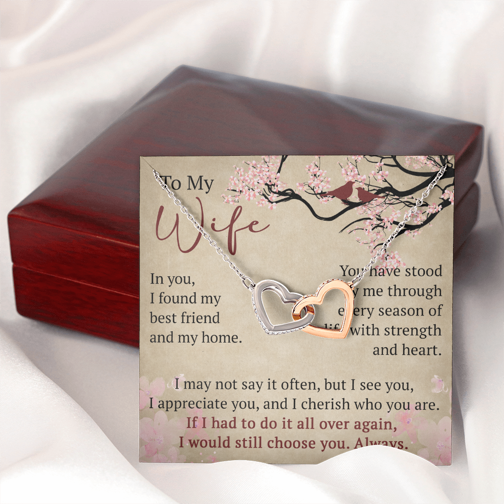 To My Wife Interlock Hearts Necklace Gift From Husband, Meaningful Jewelry for Soulmate, Partner, Bride - Birthday, Wedding Anniversary Present