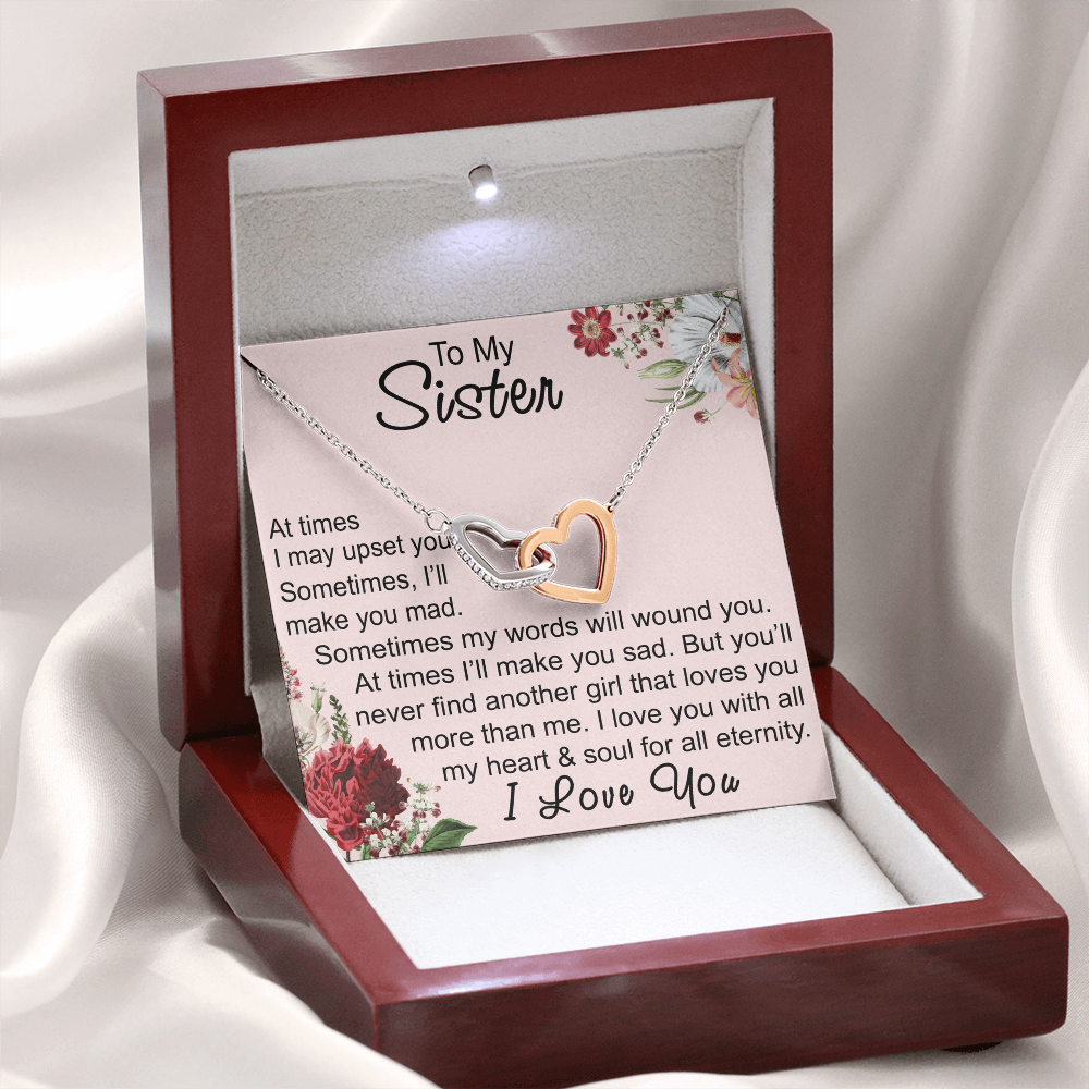 To My Sister Interlocking Hearts Necklace - Unique Gift for Birthday, Christmas, Mother's Day, Wedding