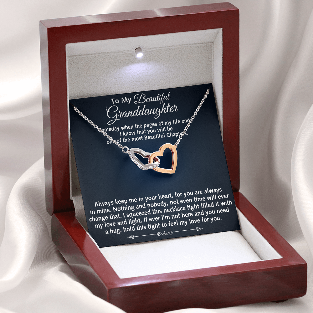 To My Beautiful Granddaughter Birthday Gift Interlock Joined Heart Necklace Gift (134304733391)