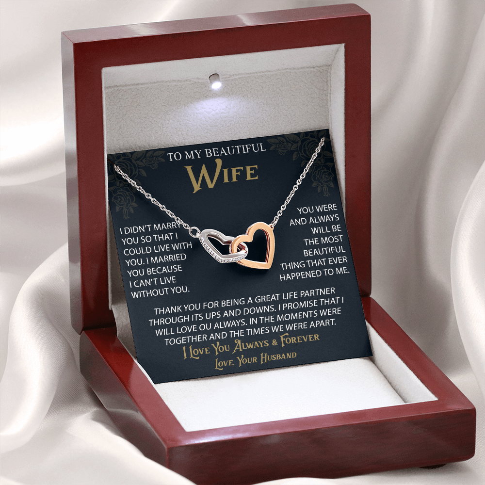 To My Wife Interlocking Hearts Necklace from Husband, Christmas Gifts For Women, Anniversary Gift For Wife, Soulmate