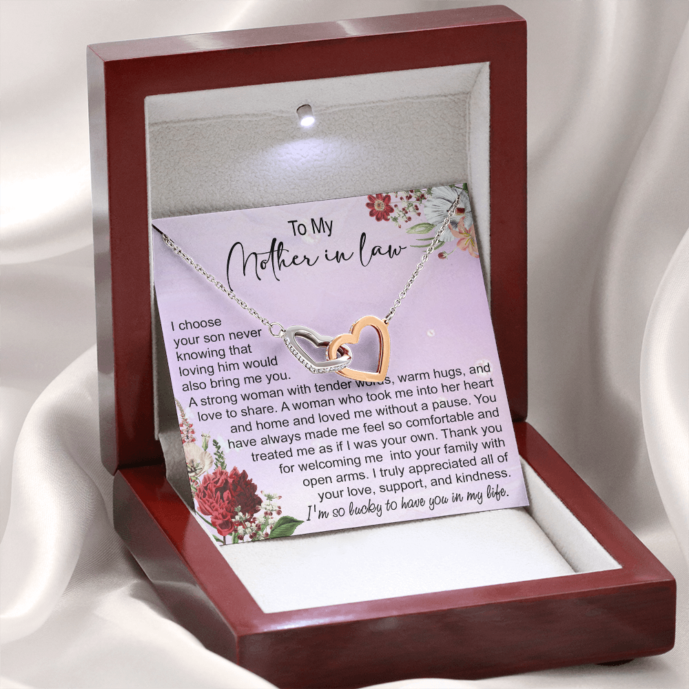 To My Mother In Law Interlocking Hearts Necklace, Mother In Law Gift, Mother Of The Groom Gift From Bride, Wedding Gifts For Mother In Law