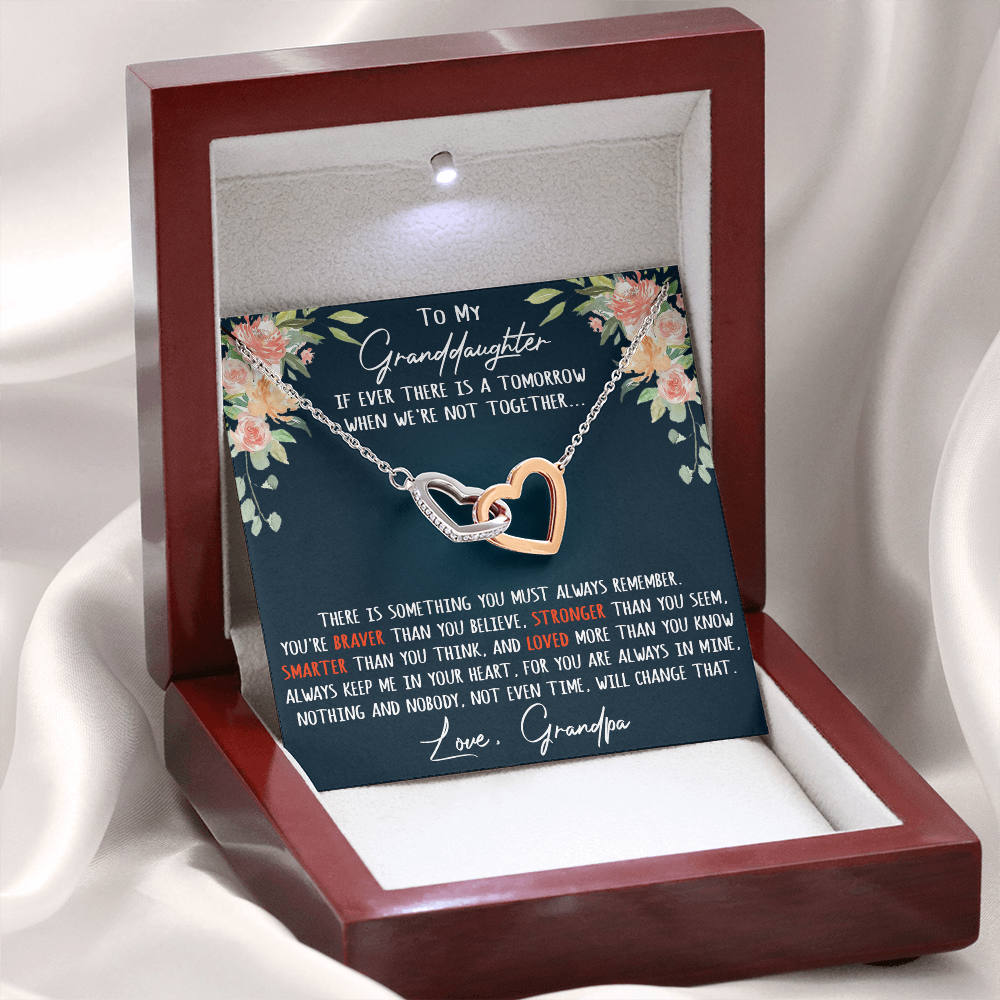 Gift For My Granddaughter Interlock Joined Heart Necklace From Grandpa, Granddad (133550569377)