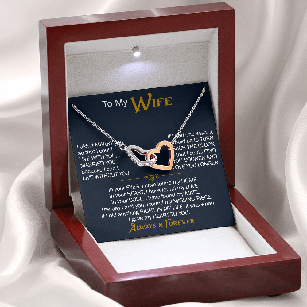 To My Wife Interlocking Hearts Necklace Gift From Husband, Meaningful Jewelry for Soulmate, Partner, Bride