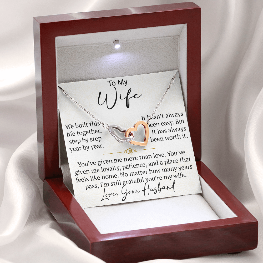 Interlocking Hearts Necklace Gift for Wife from Husband, To My Soulmate Wedding Anniversary Gift, Surprise Your Lover Gift on Special Occasions