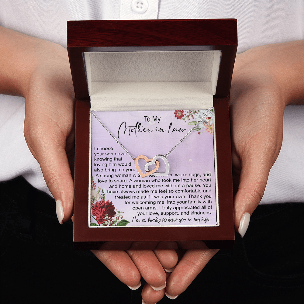 To My Mother In Law Interlocking Hearts Necklace, Mother In Law Gift, Mother Of The Groom Gift From Bride, Wedding Gifts For Mother In Law