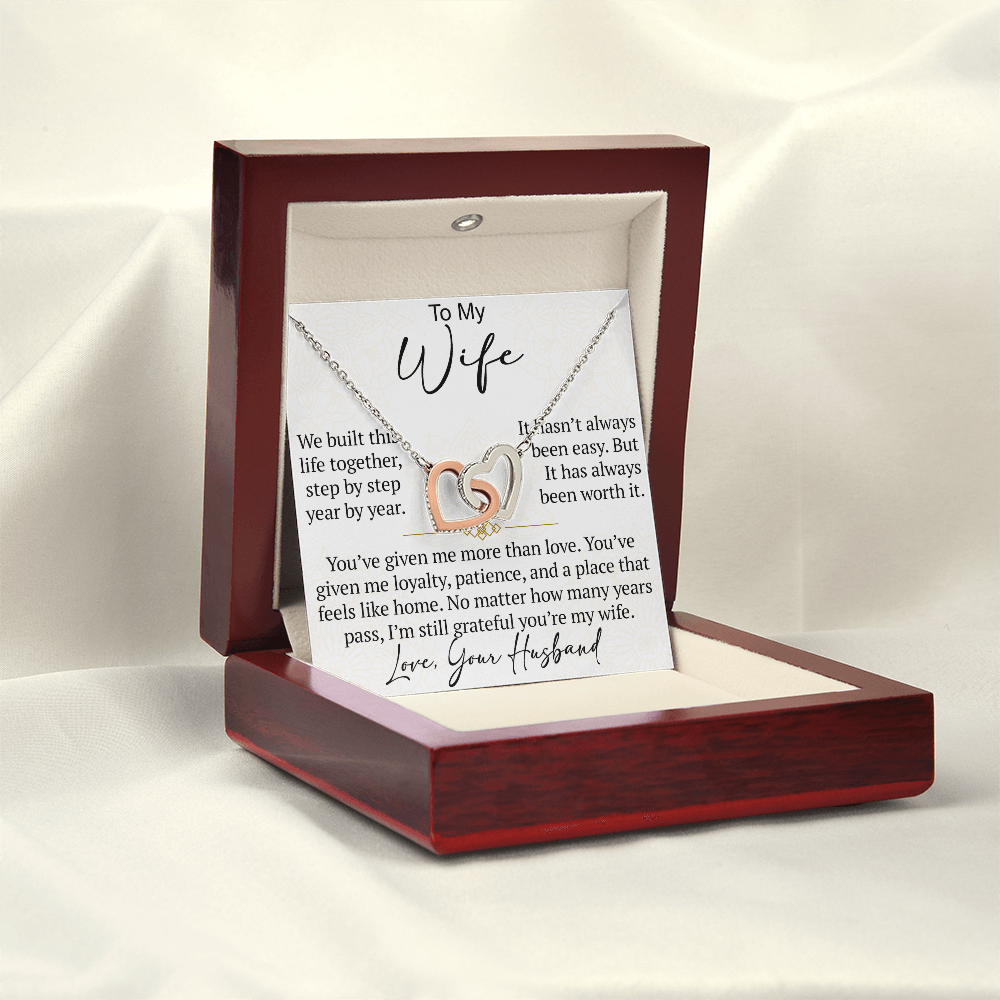 Interlocking Hearts Necklace Gift for Wife from Husband, To My Soulmate Wedding Anniversary Gift, Surprise Your Lover Gift on Special Occasions