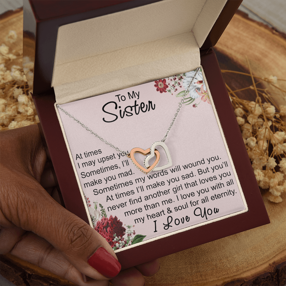 To My Sister Interlocking Hearts Necklace - Unique Gift for Birthday, Christmas, Mother's Day, Wedding