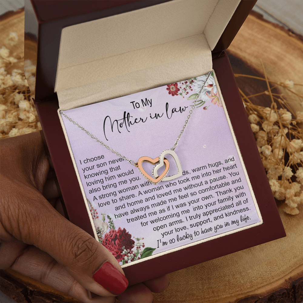 To My Mother In Law Interlocking Hearts Necklace, Mother In Law Gift, Mother Of The Groom Gift From Bride, Wedding Gifts For Mother In Law