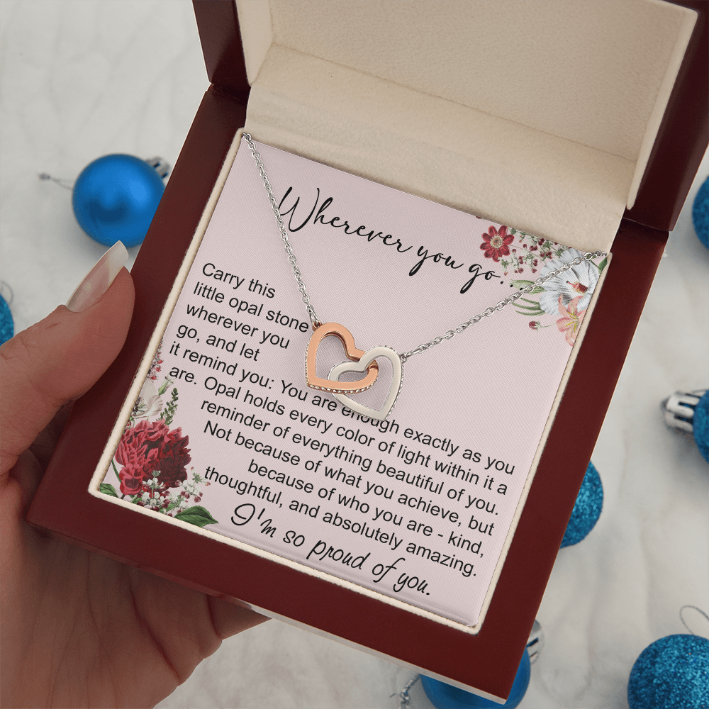 Long Distance Sister Interlocking Hearts Necklace - Unique Gift for Big & Little Sister
