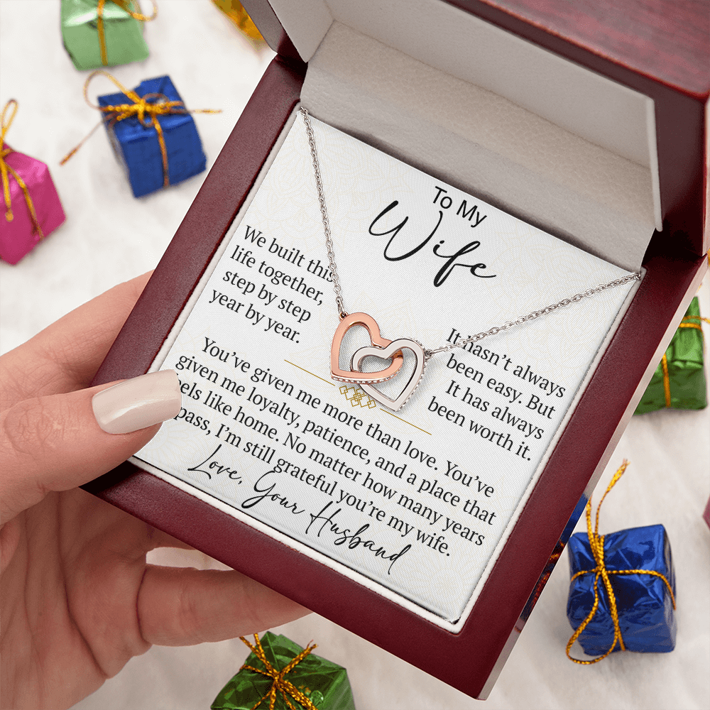 Interlocking Hearts Necklace Gift for Wife from Husband, To My Soulmate Wedding Anniversary Gift, Surprise Your Lover Gift on Special Occasions