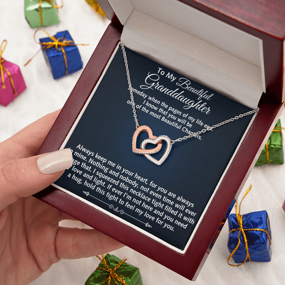 To My Beautiful Granddaughter Birthday Gift Interlock Joined Heart Necklace Gift (134304733391)