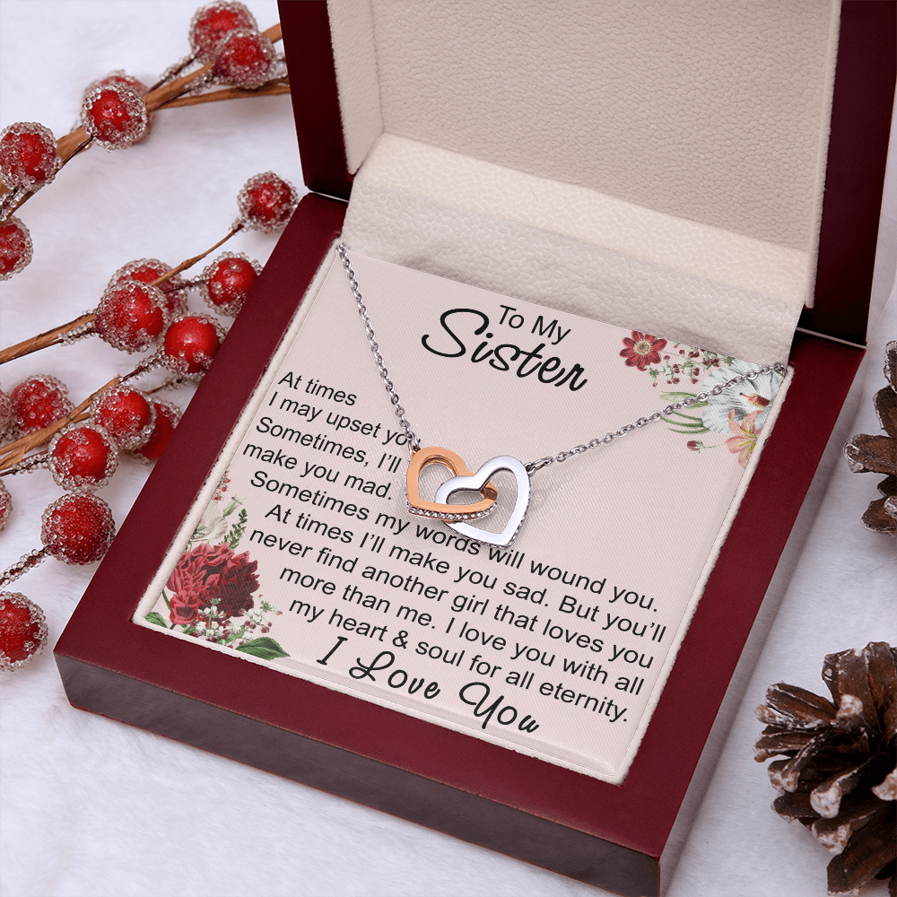 To My Sister Interlocking Hearts Necklace - Unique Gift for Birthday, Christmas, Mother's Day, Wedding
