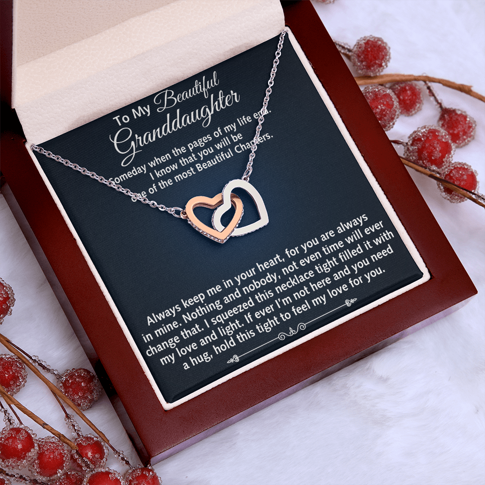 To My Beautiful Granddaughter Birthday Gift Interlock Joined Heart Necklace Gift (134304733391)