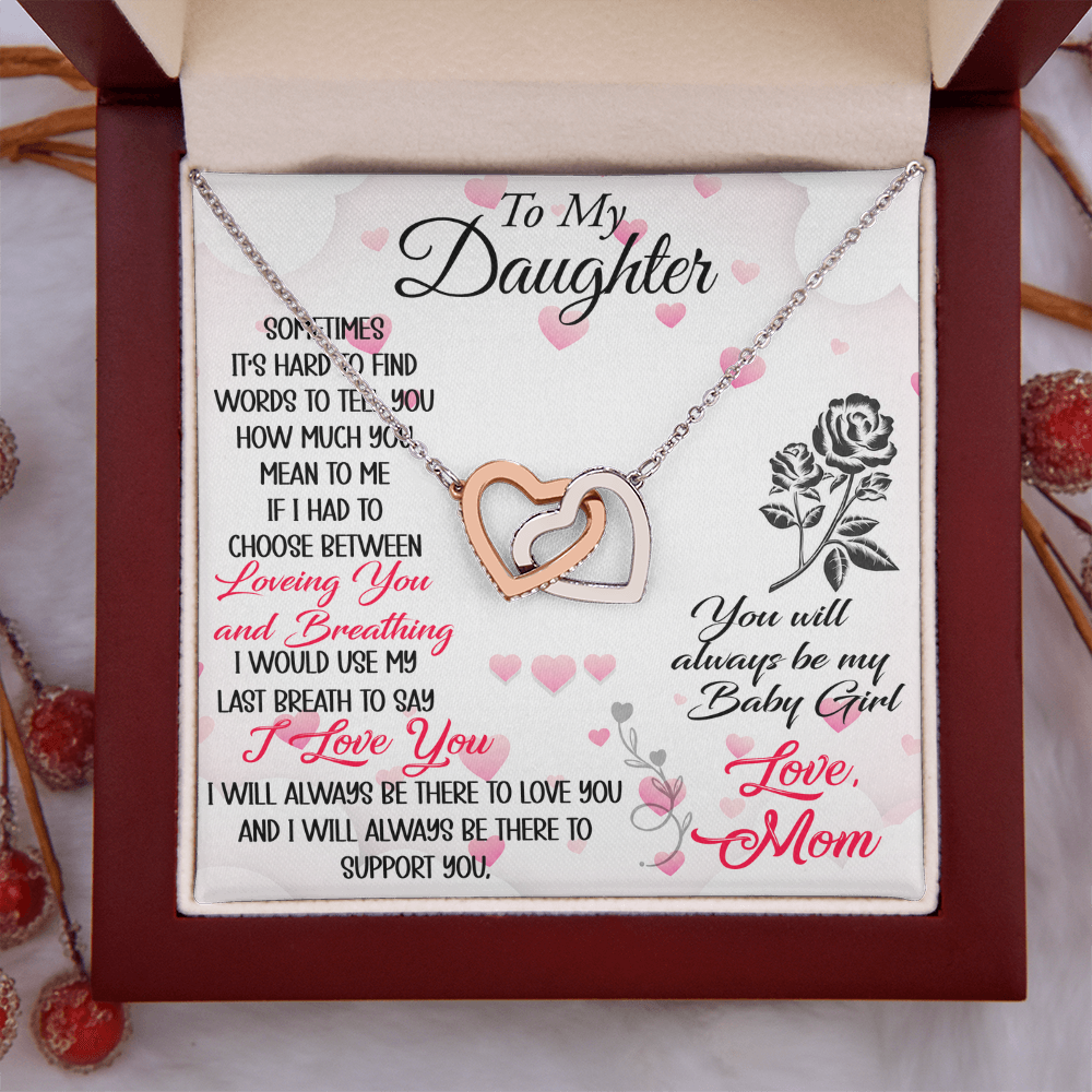 To My Daughter Interlock Heart Necklace - Luxury Family Matching Gift from Dad, Father for Birthday, Christmas, or any Special Occasion