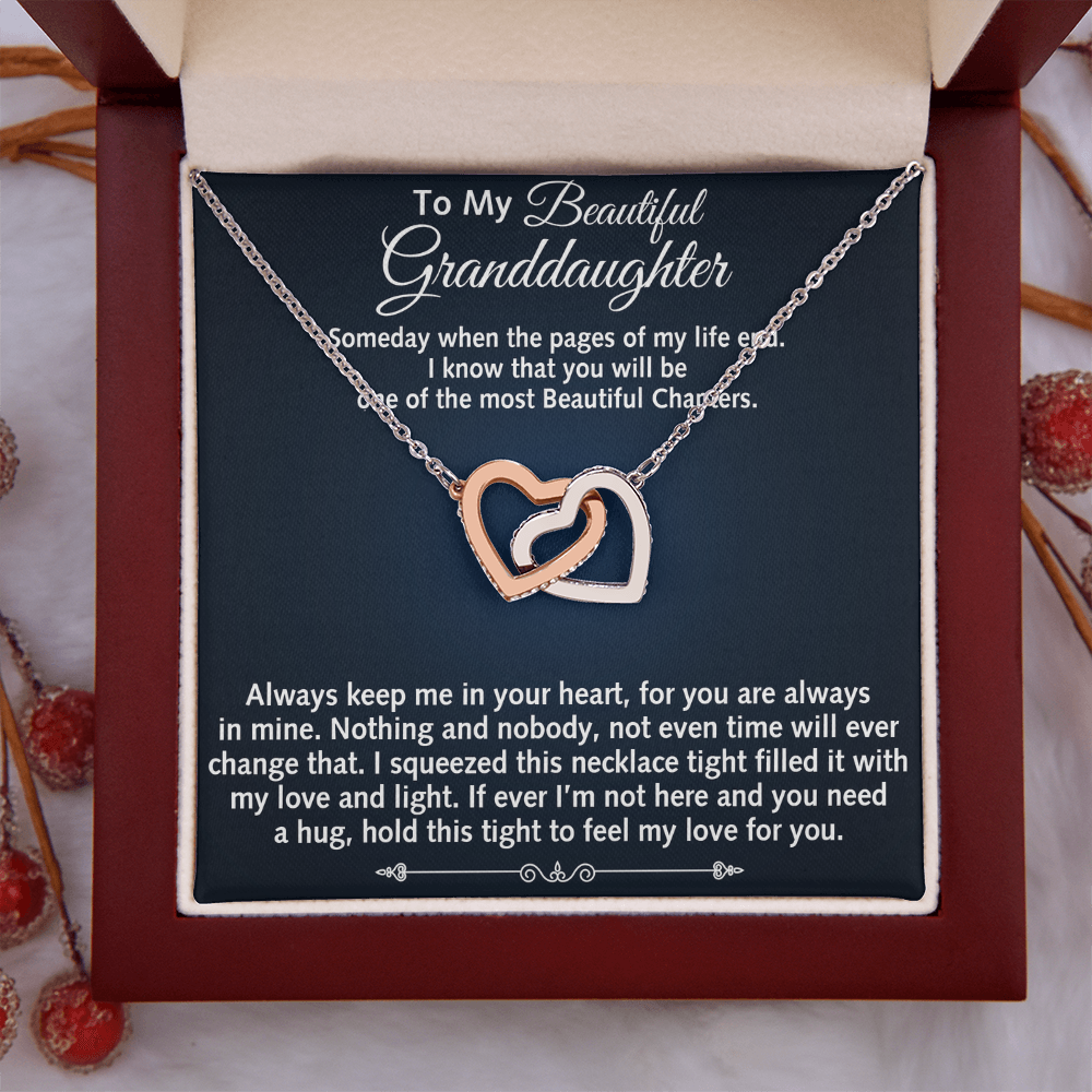 To My Beautiful Granddaughter Birthday Gift Interlock Joined Heart Necklace Gift (134304733391)
