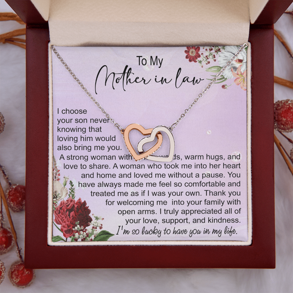 To My Mother In Law Interlocking Hearts Necklace, Mother In Law Gift, Mother Of The Groom Gift From Bride, Wedding Gifts For Mother In Law