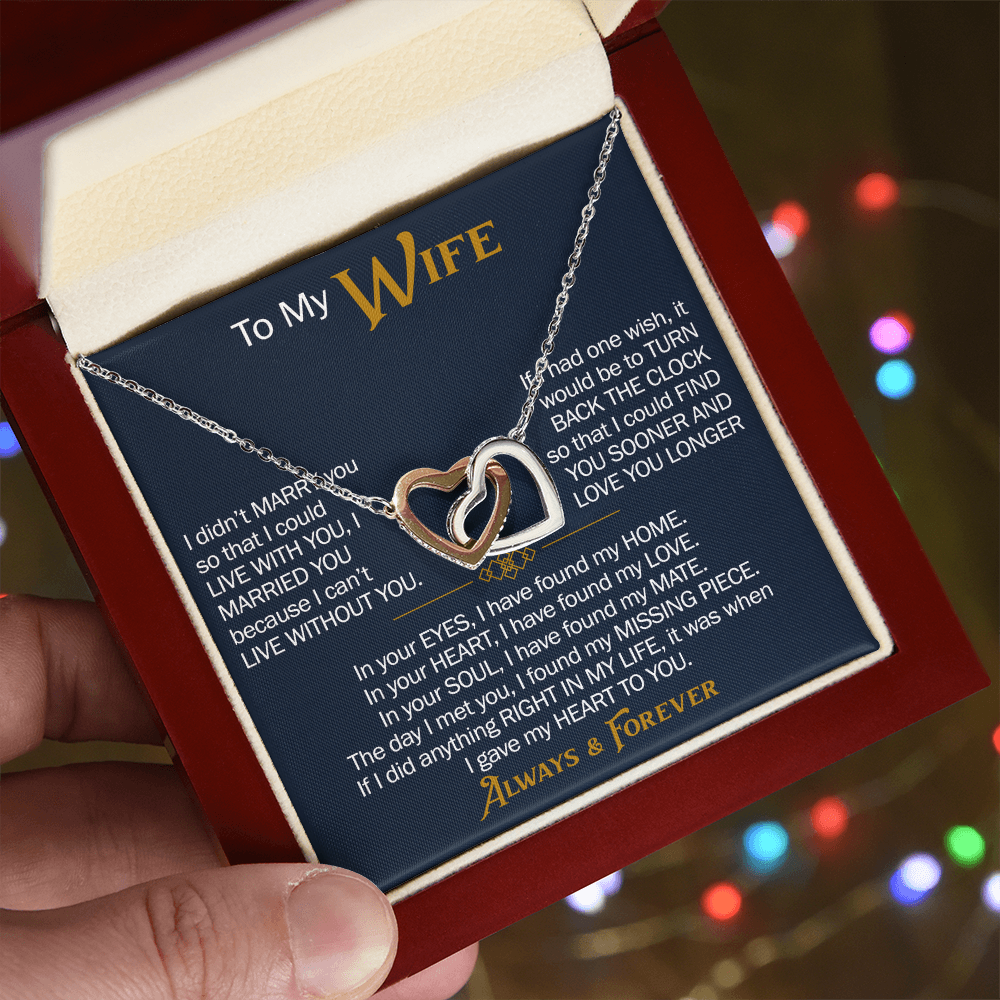 To My Wife Interlocking Hearts Necklace Gift From Husband, Meaningful Jewelry for Soulmate, Partner, Bride