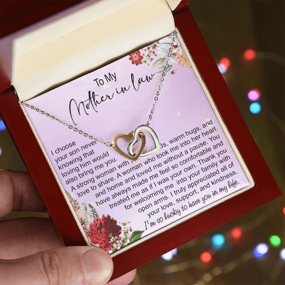 To My Mother In Law Interlocking Hearts Necklace, Mother In Law Gift, Mother Of The Groom Gift From Bride, Wedding Gifts For Mother In Law
