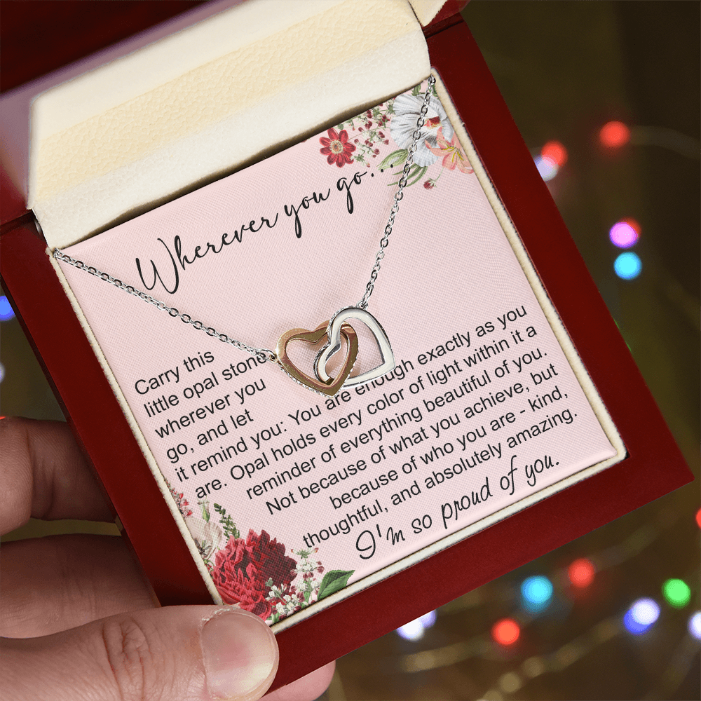 Long Distance Sister Interlocking Hearts Necklace - Unique Gift for Big & Little Sister