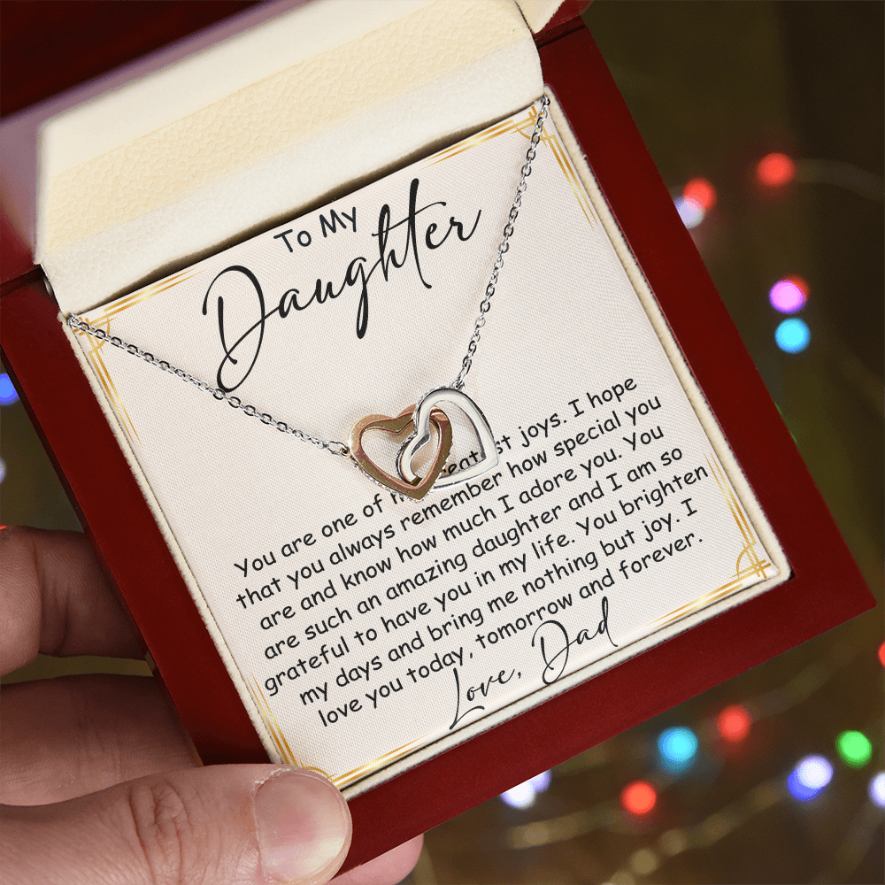 Interlocking Hearts Necklace – Meaningful  Daughter Gift – Dad Papa Father Family Bond Jewelry