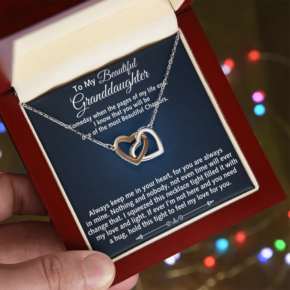 To My Beautiful Granddaughter Birthday Gift Interlock Joined Heart Necklace Gift (134304733391)