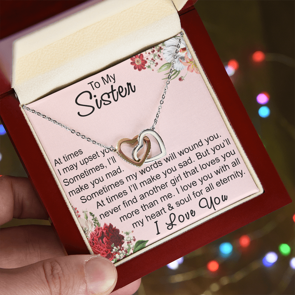 To My Sister Interlocking Hearts Necklace - Unique Gift for Birthday, Christmas, Mother's Day, Wedding