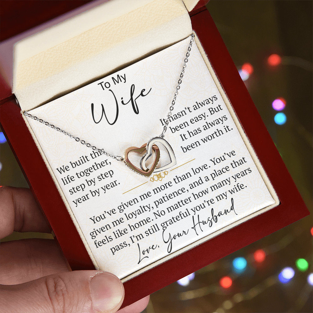 Interlocking Hearts Necklace Gift for Wife from Husband, To My Soulmate Wedding Anniversary Gift, Surprise Your Lover Gift on Special Occasions