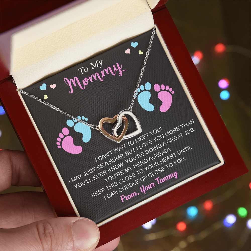 New Mommy Interlock Heart Necklace First Time Mom Baby Shower Mother's Day (133854912039)