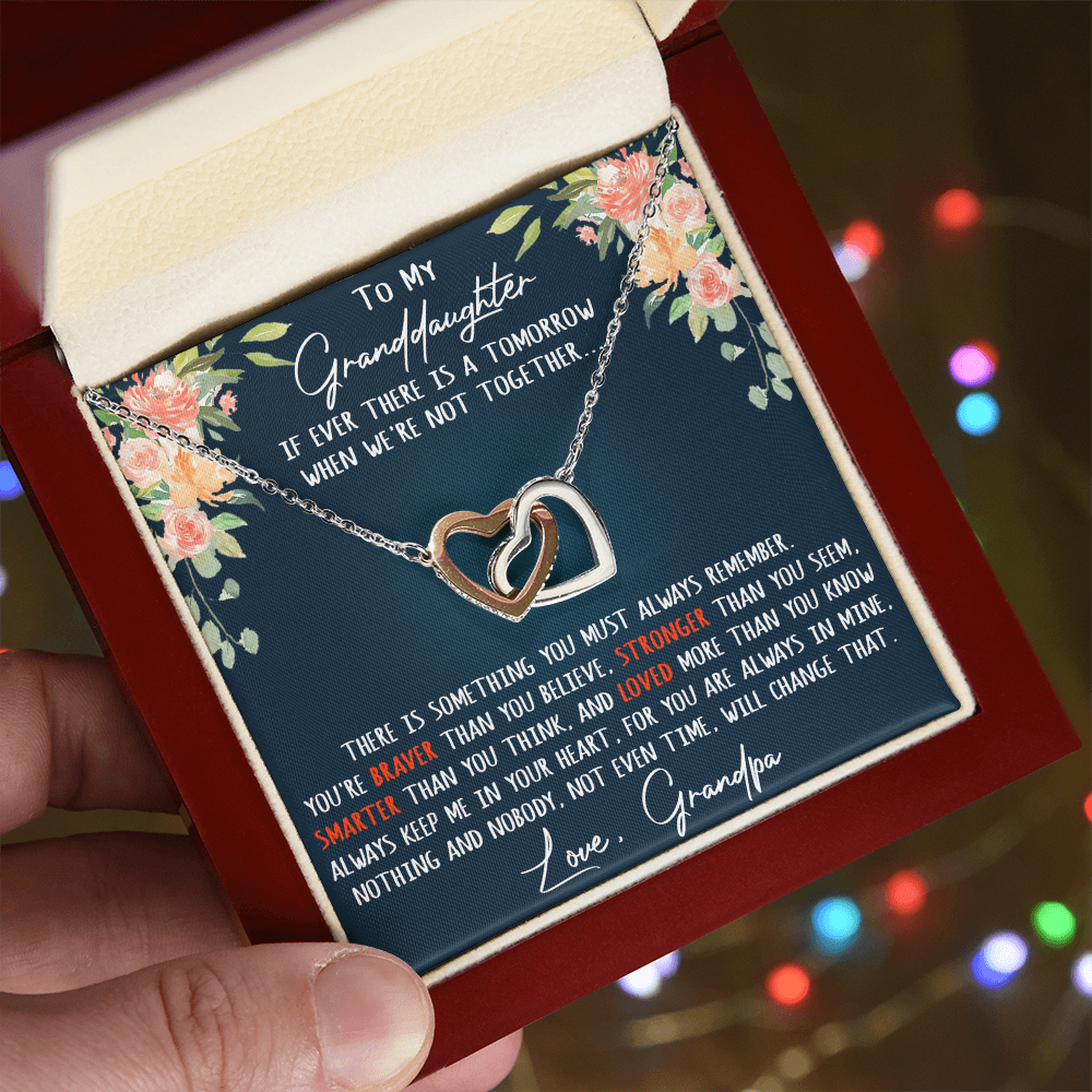 Gift For My Granddaughter Interlock Joined Heart Necklace From Grandpa, Granddad (133550569377)