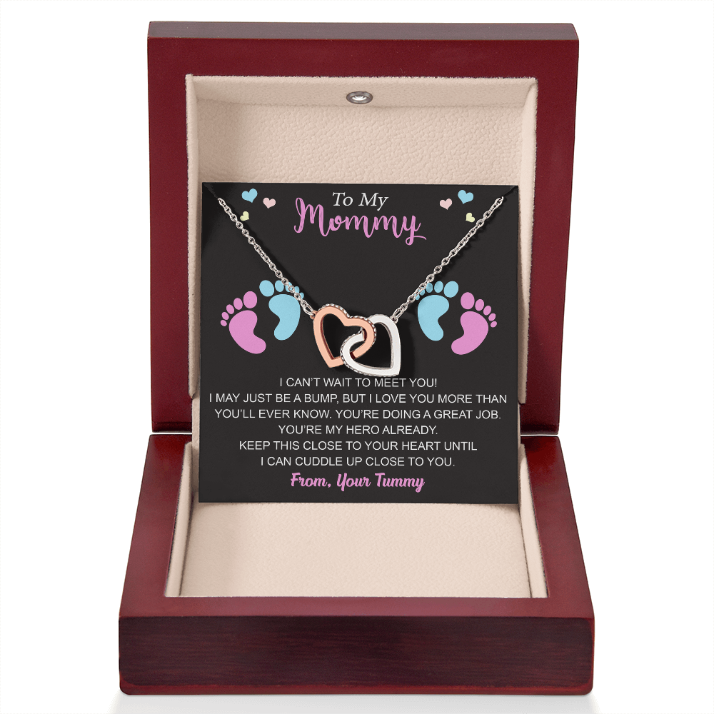 New Mommy Interlock Heart Necklace First Time Mom Baby Shower Mother's Day (133854912039)