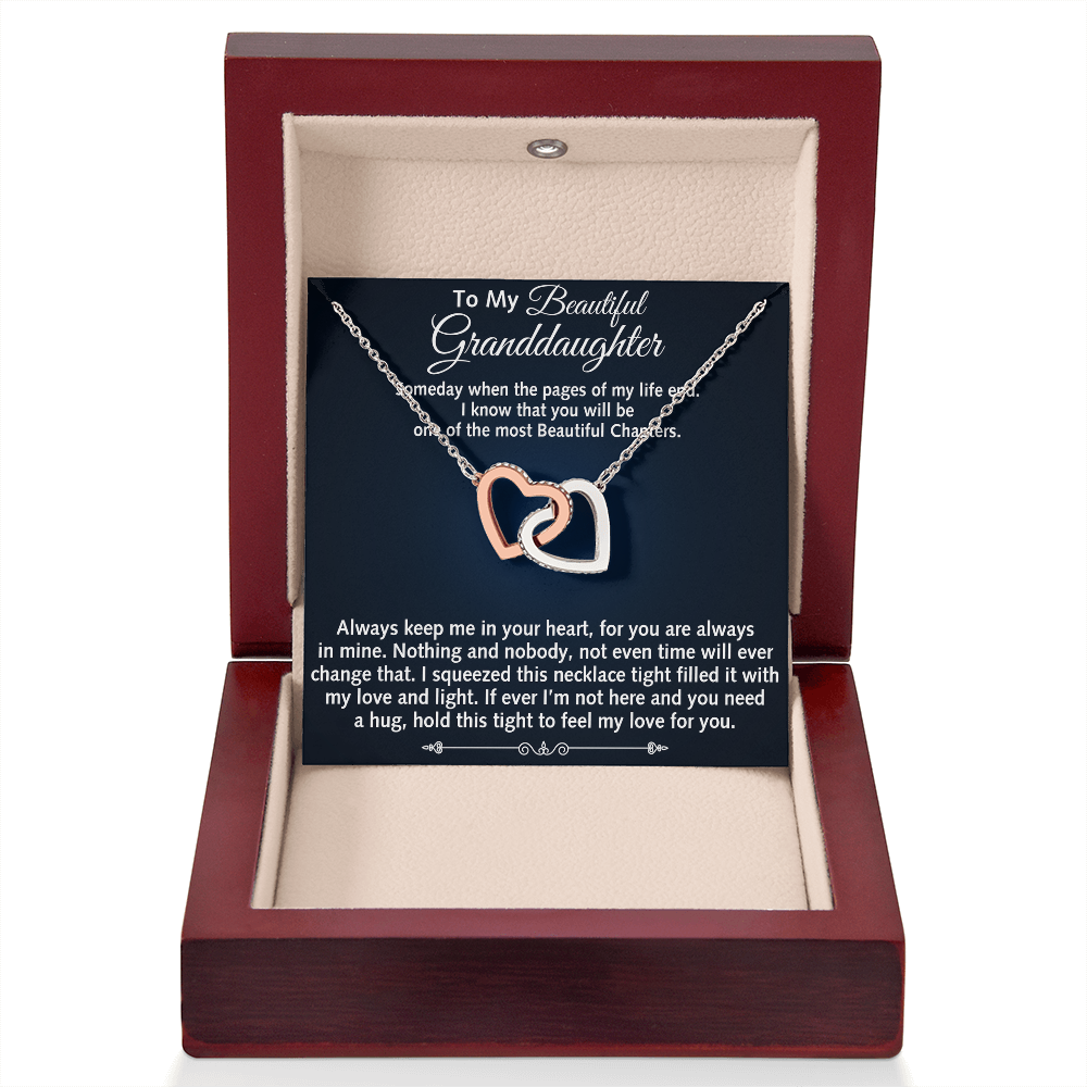 To My Beautiful Granddaughter Birthday Gift Interlock Joined Heart Necklace Gift (134304733391)
