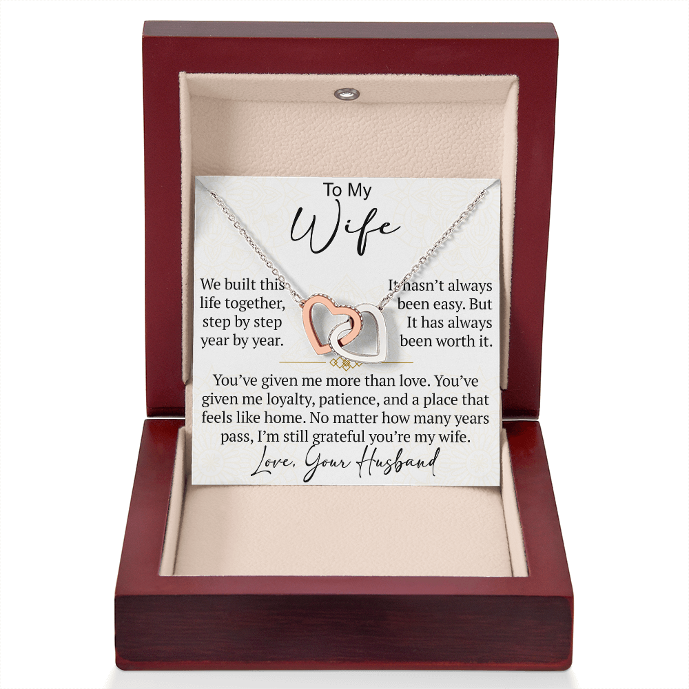 Interlocking Hearts Necklace Gift for Wife from Husband, To My Soulmate Wedding Anniversary Gift, Surprise Your Lover Gift on Special Occasions