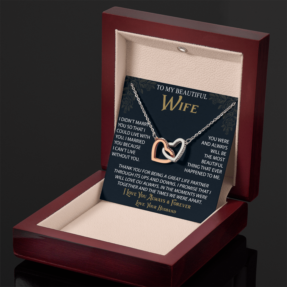 To My Wife Interlocking Hearts Necklace from Husband, Christmas Gifts For Women, Anniversary Gift For Wife, Soulmate