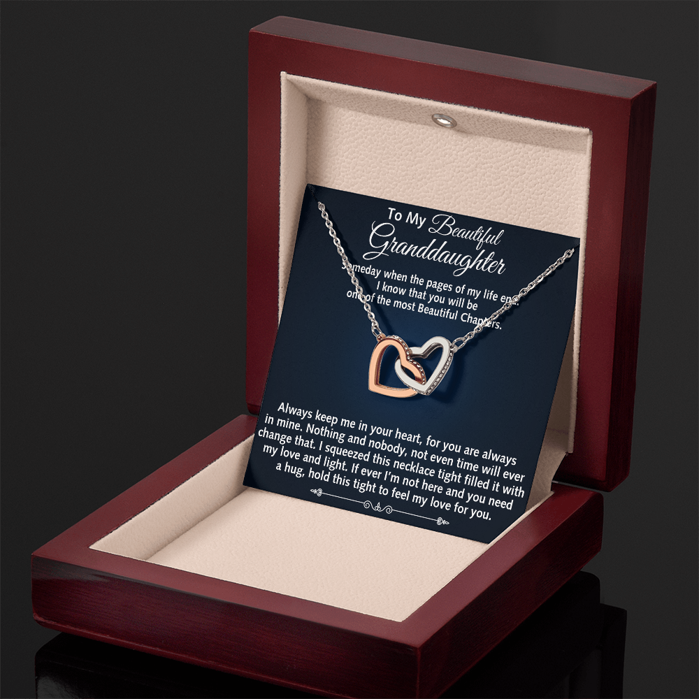 To My Beautiful Granddaughter Birthday Gift Interlock Joined Heart Necklace Gift (134304733391)