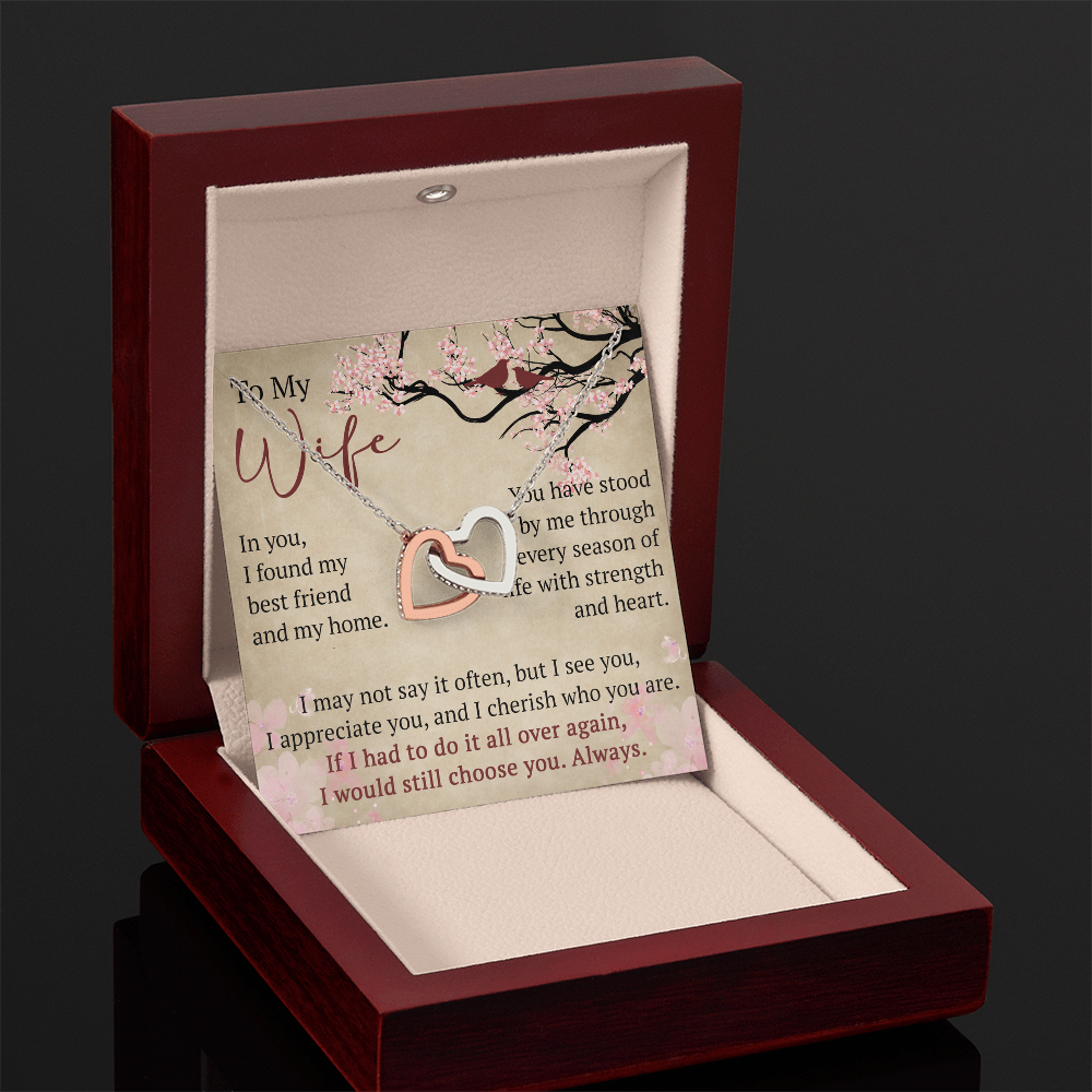 To My Wife Interlock Hearts Necklace Gift From Husband, Meaningful Jewelry for Soulmate, Partner, Bride - Birthday, Wedding Anniversary Present