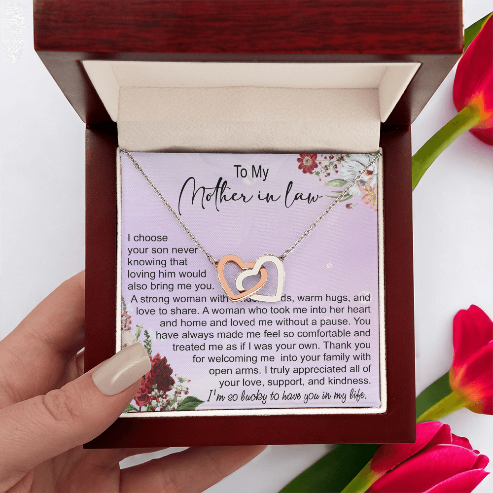 To My Mother In Law Interlocking Hearts Necklace, Mother In Law Gift, Mother Of The Groom Gift From Bride, Wedding Gifts For Mother In Law